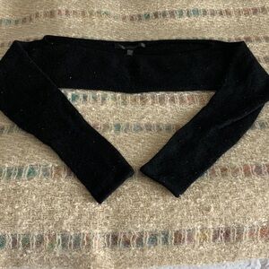 100% Cashmere Black Shrug w Subtle Black Seed Beads Shelli Segal Pristine-Small